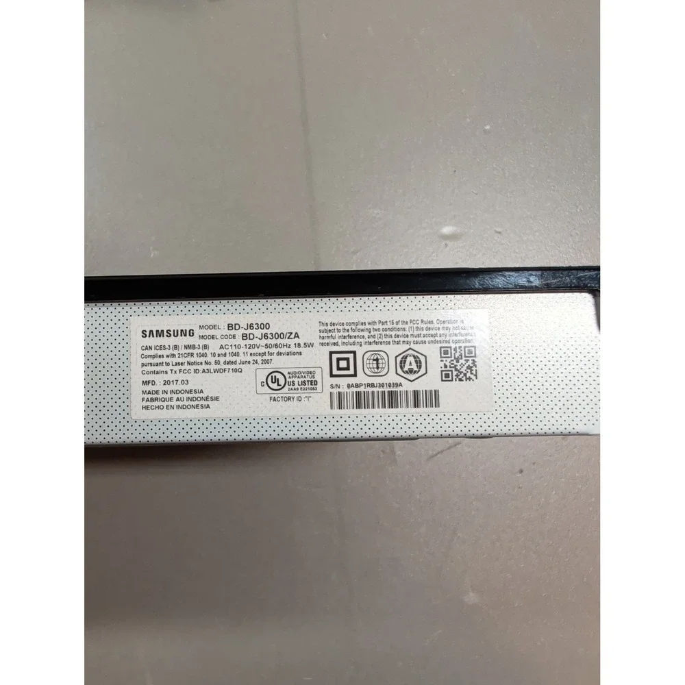 Samsung BD-J6300 3D Wi-Fi 4K Upscaling Blu-ray Disc Player Black BD-J6300/ZA